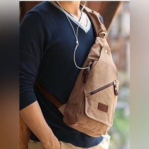 NWT, Muzee Sling Bag Canvas Crossbody Daypack Rucksack